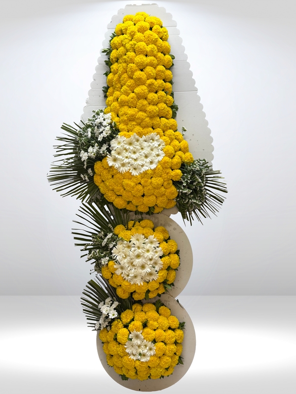 3 Katlı Sarı Çelenk