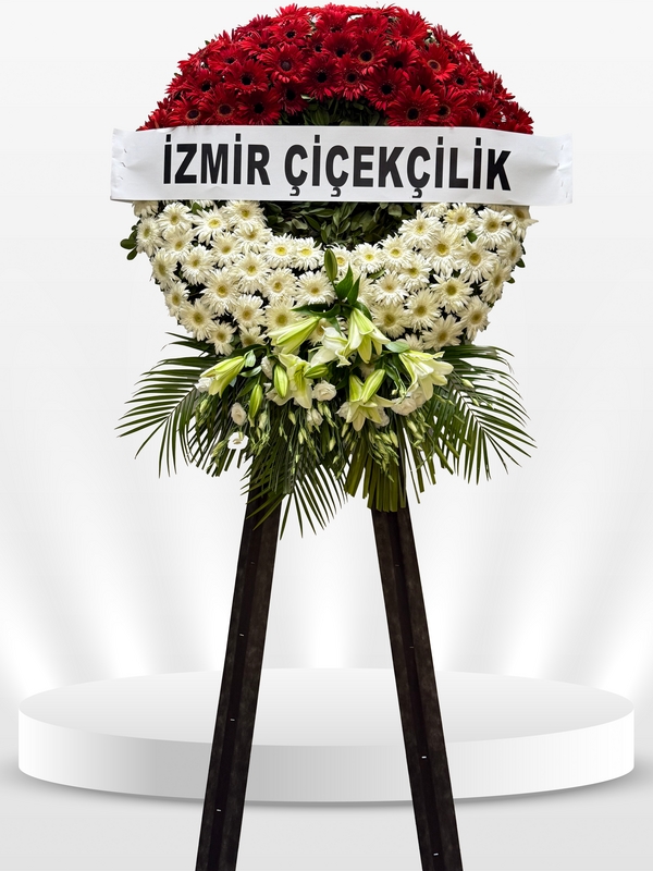 Kırmızı & Beyaz Çember Cenaze Çelengi