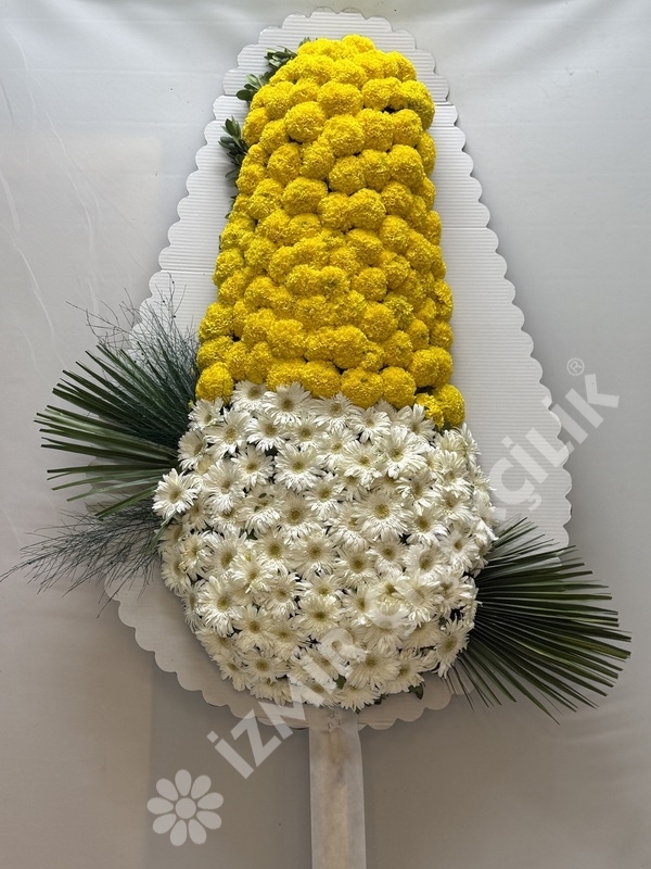 Sarı & Beyaz Gerbera Çelenk