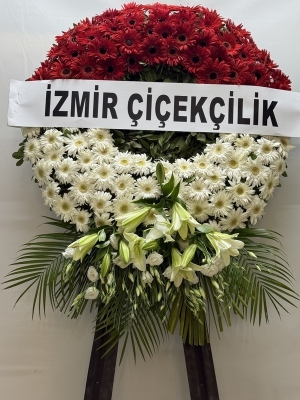 Kırmızı & Beyaz Çember Cenaze Çelengi